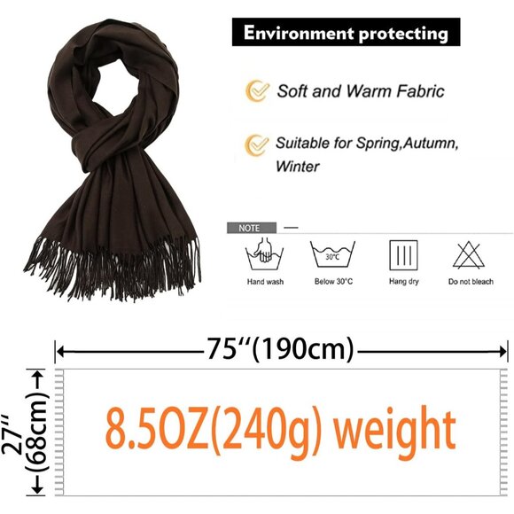 ⚡Women Caramel Pashmina Shawls Evening Dress Bridesmaid Winter Warm Long Scarf - Picture 6 of 7